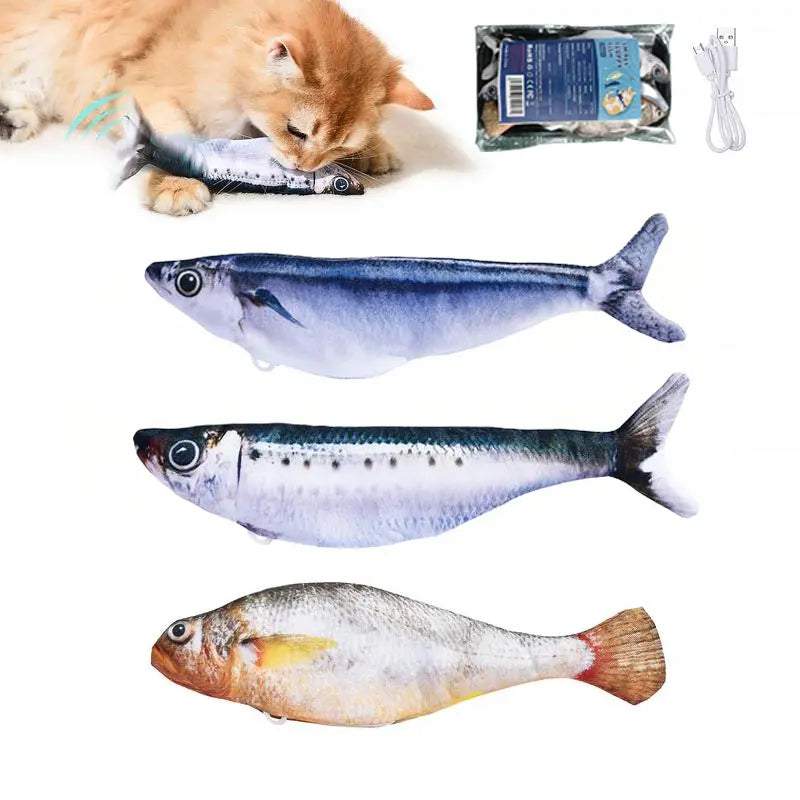 Ultra-Realistic Interactive Cat Toy Set - 3-Pack Flopping Fish with Tap-Activated Flapping Modes, Catnip, and Rechargeable Features - Includes Sardine, Saury, and Yellow Croaker (7.1 Inches)