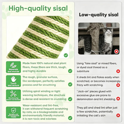 39-Inch Interactive Cat Scratching Post with Artificial Eucalyptus Leaves - 4-in-1 Cat Tree Tower with Toy Balls and Sisal Rope - Modern Indoor Pet Furniture for Living Room