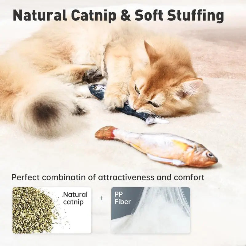 Ultra-Realistic Interactive Cat Toy Set - 3-Pack Flopping Fish with Tap-Activated Flapping Modes, Catnip, and Rechargeable Features - Includes Sardine, Saury, and Yellow Croaker (7.1 Inches)