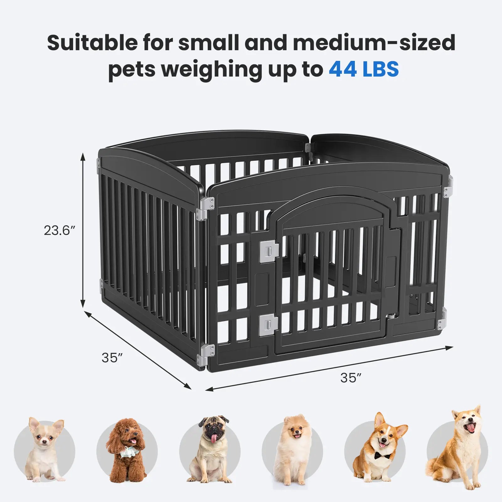 Summer Sale: Portable Plastic Pet Playpen - Durable Puppy Exercise Pen with Lockable Gate and Non-Slip Base for Indoor and Outdoor Use