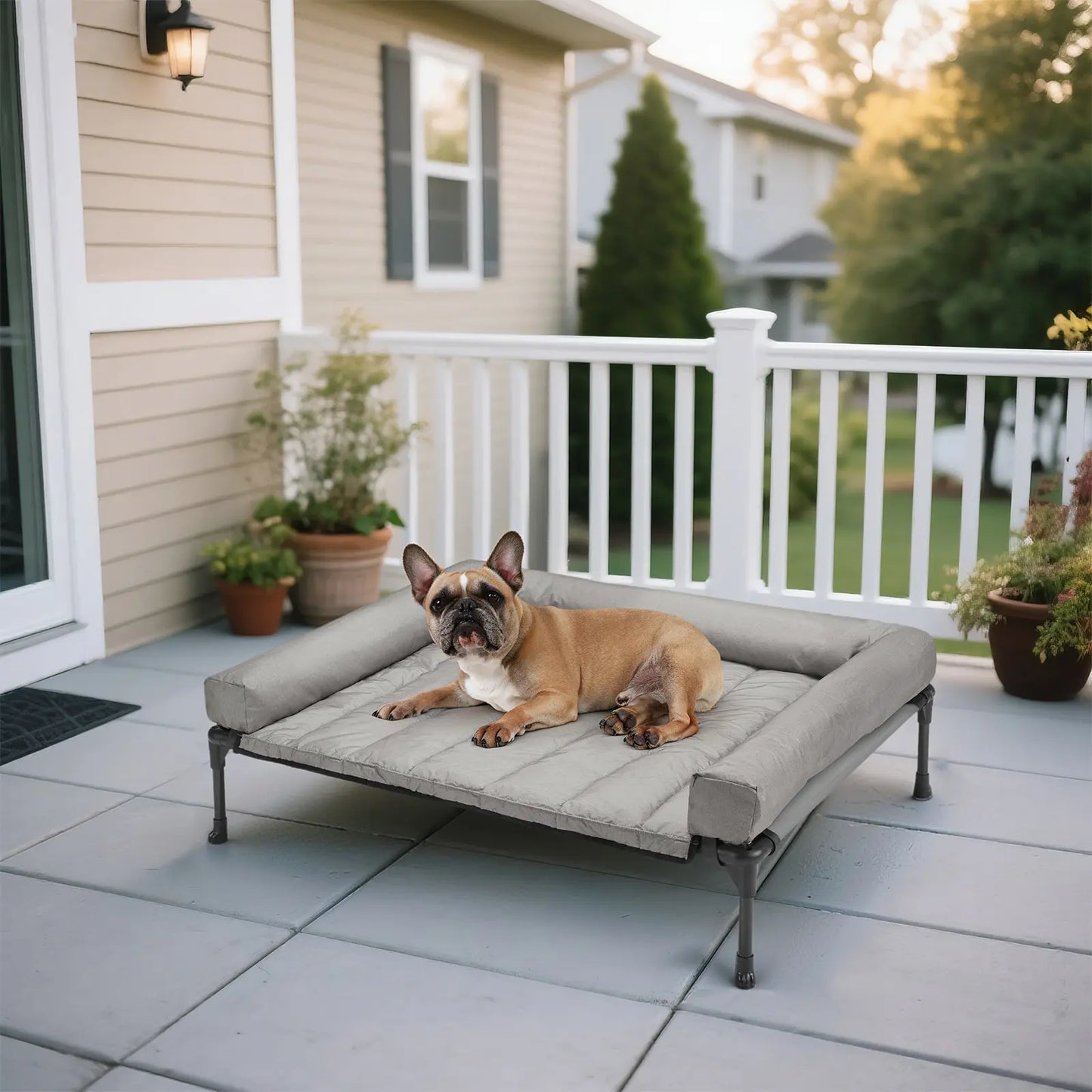 VEEHOO Orthopedic Elevated Pet Bed - Joint Support and Anxiety Relief Dog Couch with Soft Bolster Cushion for Healthy Sleep, Breathable Mesh, and Washable Cover