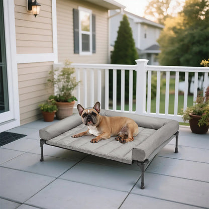 VEEHOO Orthopedic Elevated Pet Bed - Joint Support and Anxiety Relief Dog Couch with Soft Bolster Cushion for Healthy Sleep, Breathable Mesh, and Washable Cover