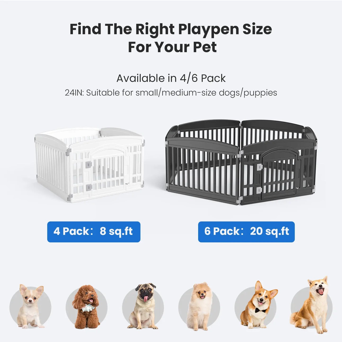 Summer Sale: Portable Plastic Pet Playpen - Durable Puppy Exercise Pen with Lockable Gate and Non-Slip Base for Indoor and Outdoor Use