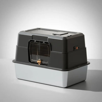 Ultimate Odor-Lock Stainless Steel Cat Litter Box - Dual Entry, Perfect Size for Your Feline Friend - Black Friday Special!