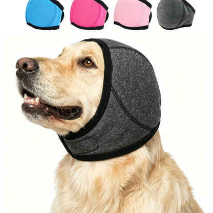 Noise-Cancelling Ear Wrap for Dogs - Adjustable, Water-Resistant Calming Ear Muffs for Thunder, Fireworks, and Bathing