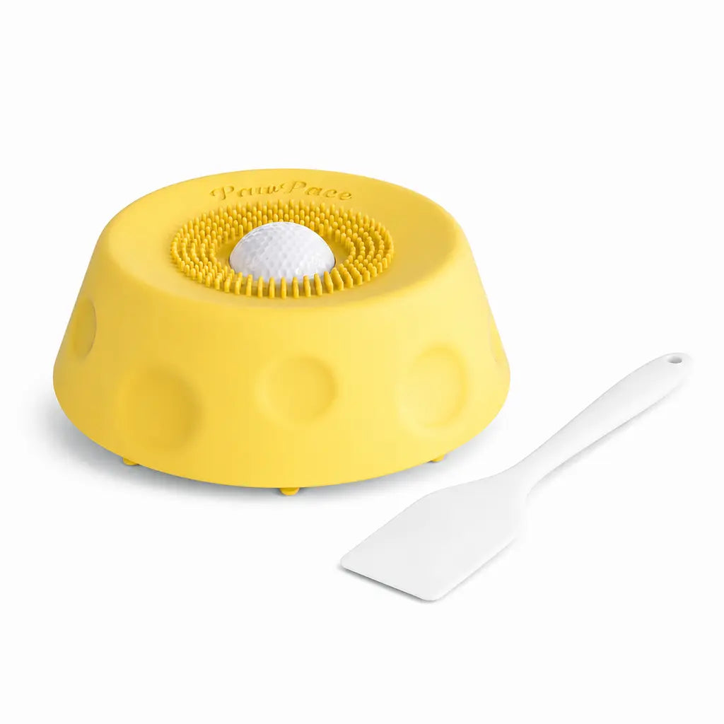 Pawpace Soccer Style Multi-Purpose Dog Bowl Set - Includes Free Peanut Butter Spatula, Slow Feeder, Lick Bowl Mat, 8 Suction Cups & No-Mess Liquid Treat Enrichment!