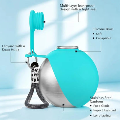 Ultimate 2-In-1 Portable Dog Water Bottle & Bowl - 10Oz Leak-Proof Stainless Steel Dispenser for Travel, Hiking & Walks