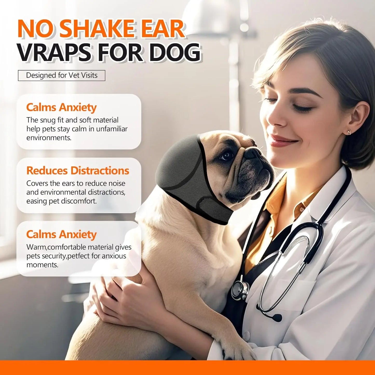 Adjustable Dog Ear Protector Earmuffs - 2 Pack Bandana for Noise Reduction, Hearing Protection & Swimming Comfort