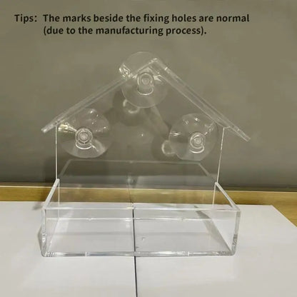 Transparent Window-Mounted Bird Feeder with Suction Cups - Outdoor Hanging Birdhouse for Front Porch Decor and Pet Supplies