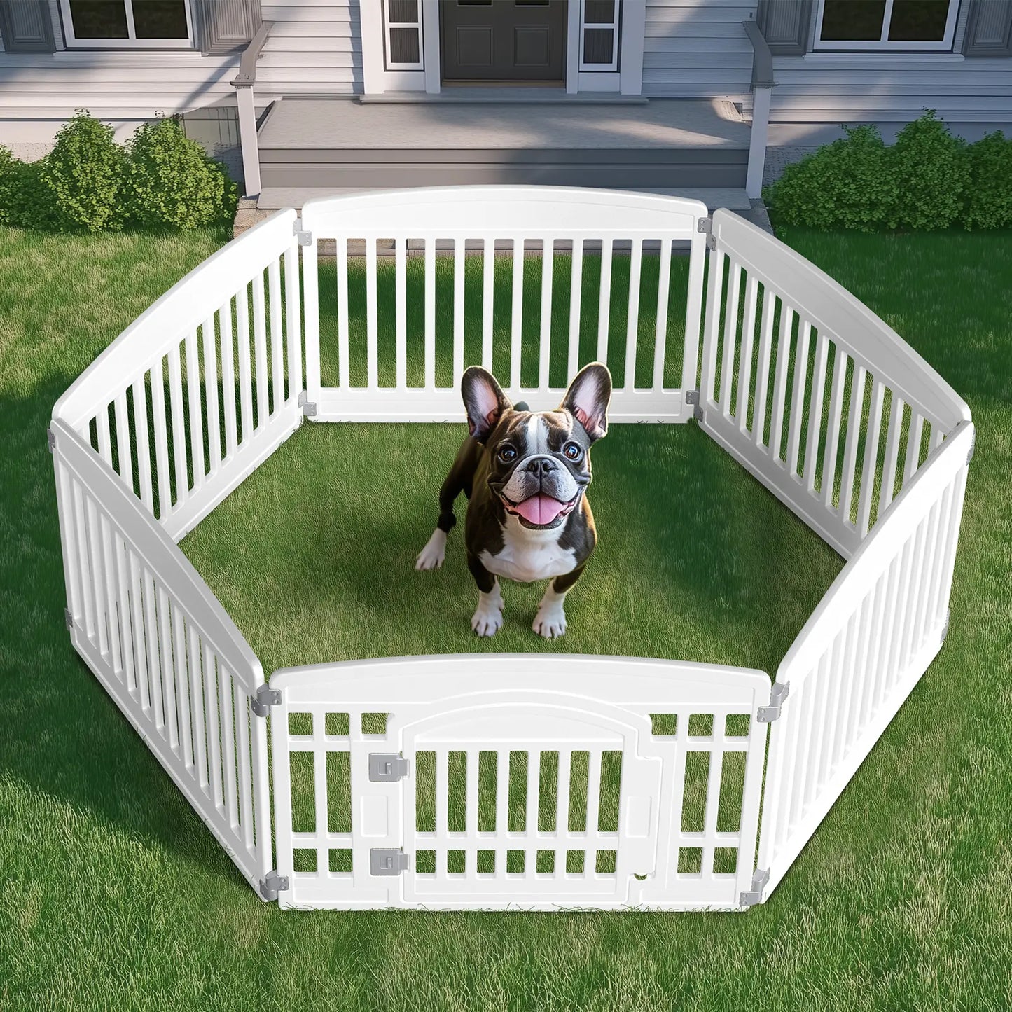 Summer Sale: Portable Plastic Pet Playpen - Durable Puppy Exercise Pen with Lockable Gate and Non-Slip Base for Indoor and Outdoor Use