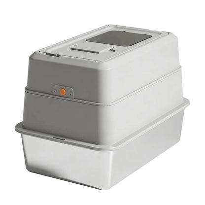 Ultimate Odor-Lock Stainless Steel Cat Litter Box - Dual Entry, Perfect Size for Your Feline Friend - Black Friday Special!