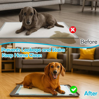 Dog Pee Pad Holder - Non-Slip Silicone Potty Training Tray with Magnetic Clips and Leak-Proof Raised Edge for Indoor Floor Protection