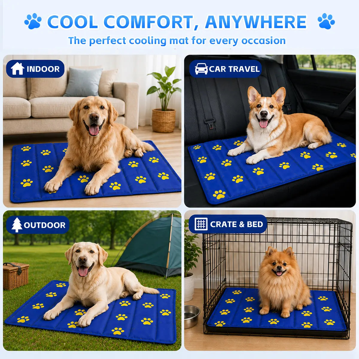 Non-Toxic Self-Cooling Gel Pet Mat for Dogs & Cats - Easy to Clean and Perfect for a Cool Sleep!