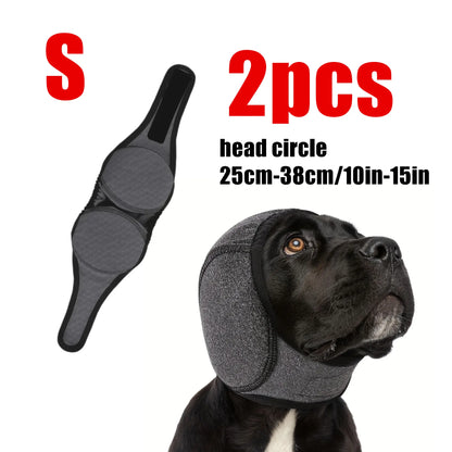 Adjustable Dog Ear Protector Earmuffs - 2 Pack Bandana for Noise Reduction, Hearing Protection & Swimming Comfort
