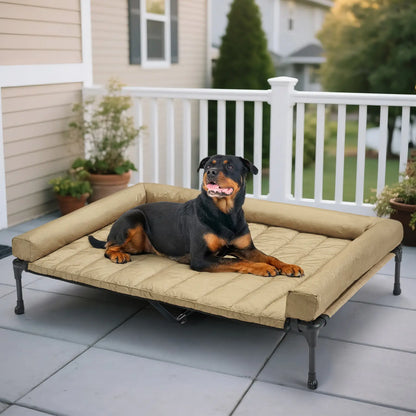 VEEHOO Orthopedic Elevated Pet Bed - Joint Support and Anxiety Relief Dog Couch with Soft Bolster Cushion for Healthy Sleep, Breathable Mesh, and Washable Cover