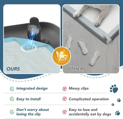 Dog Pee Pad Holder - Non-Slip Silicone Potty Training Tray with Magnetic Clips and Leak-Proof Raised Edge for Indoor Floor Protection