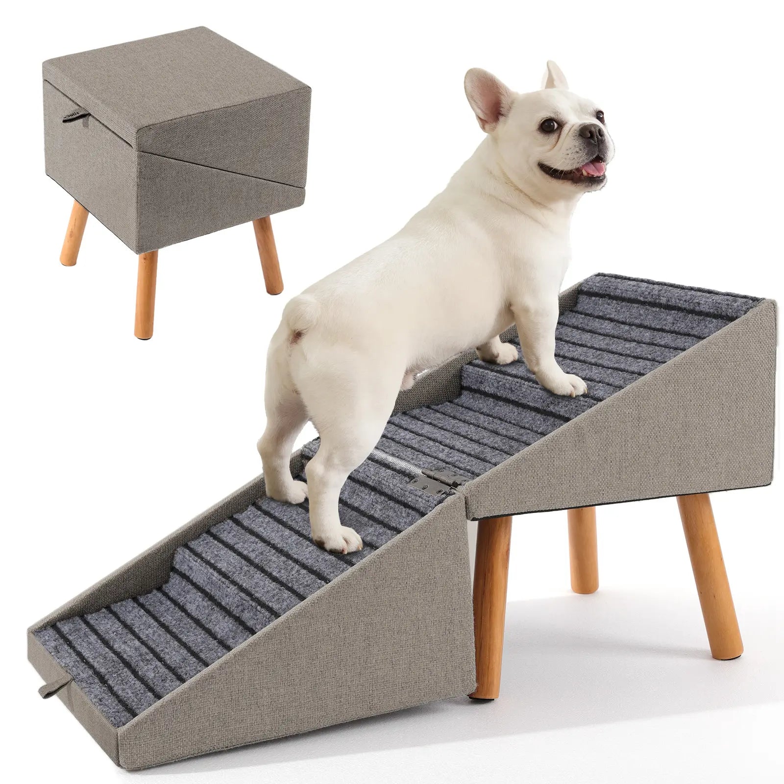 17-Inch Wooden Dog Ramp and Stairs for Couch | Ziluce Convertible Step Stool for Small to Medium Dogs, Including Dachshunds and Senior Pets | Ideal for Sofas and Short Beds