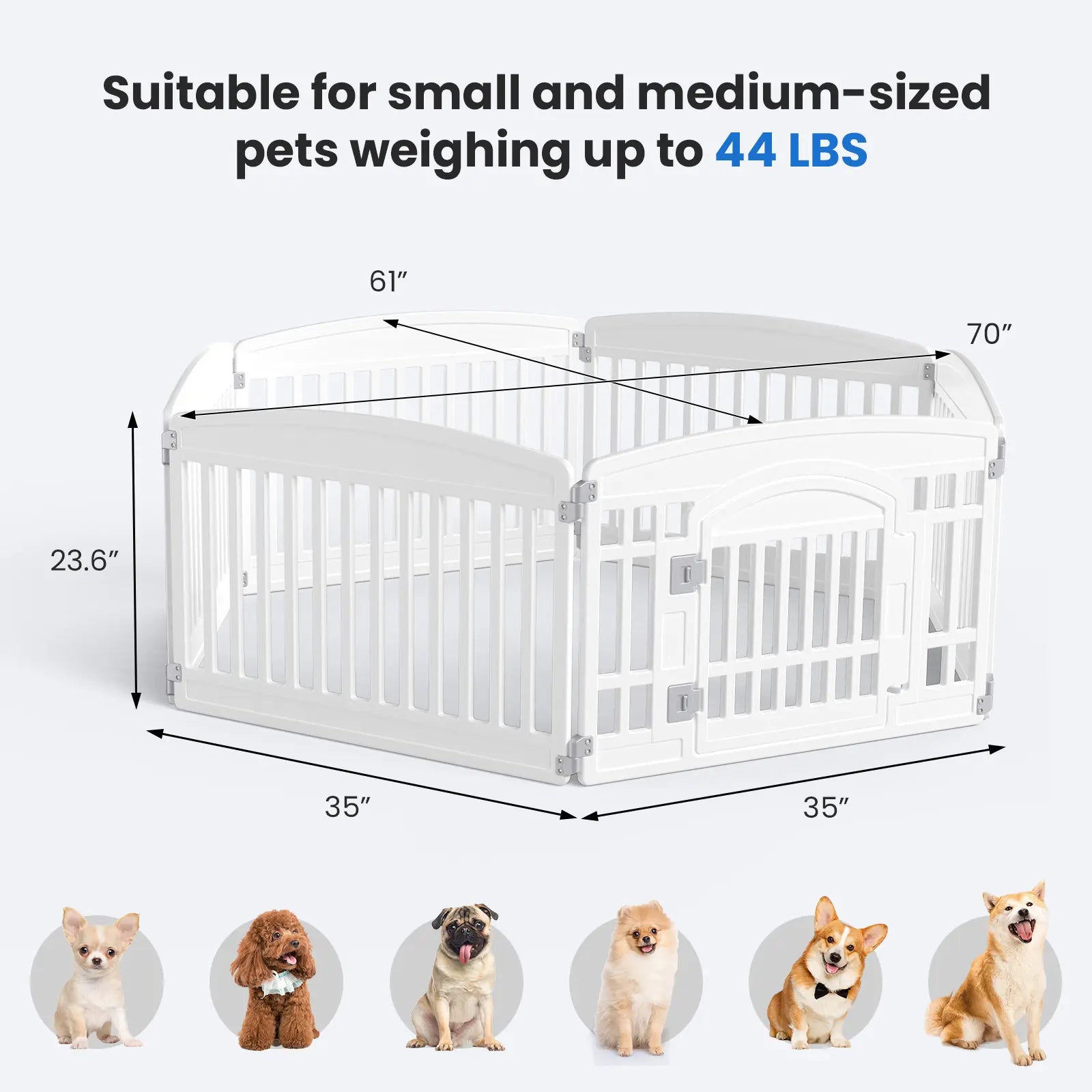 Summer Sale: Portable Plastic Pet Playpen - Durable Puppy Exercise Pen with Lockable Gate and Non-Slip Base for Indoor and Outdoor Use