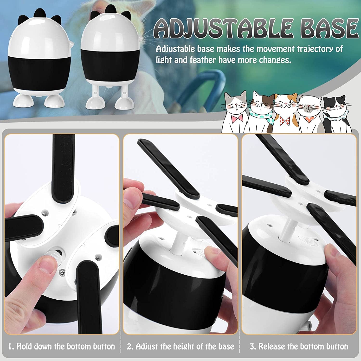 Interactive 2-in-1 Cat Light and Feather Toys - Rechargeable Automatic Exercise Toys for Indoor Cats and Kittens