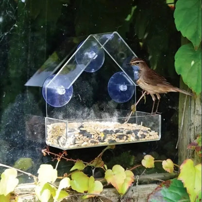 Transparent Window-Mounted Bird Feeder with Suction Cups - Outdoor Hanging Birdhouse for Front Porch Decor and Pet Supplies