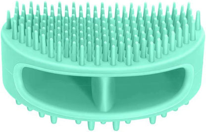 Professional Pet Grooming Brush Set for Dogs and Cats - Soft Silicone Bath and Massage Brush for All Coat Types - Teal