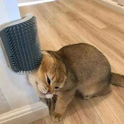 Cat Corner Grooming Brush - Soft Massage Self-Grooming Tool for Cats and Dogs, Interactive Home Entertainment Accessory