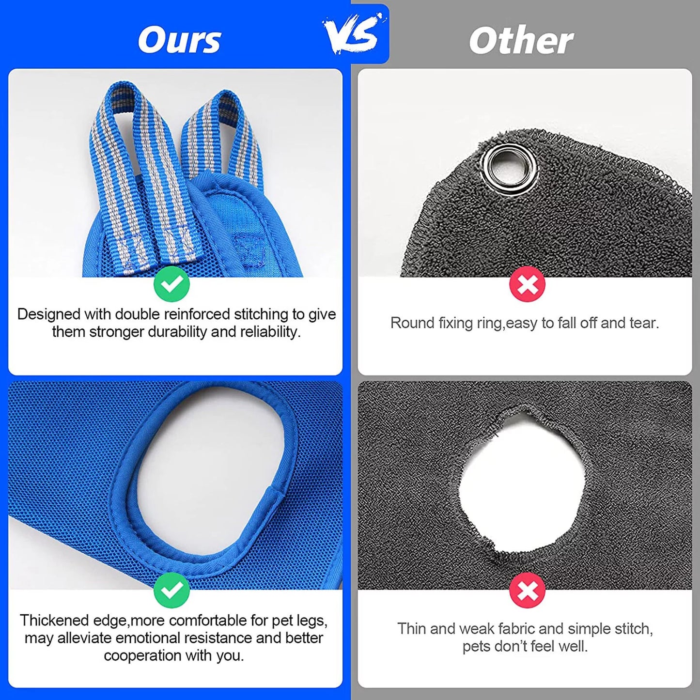 Sehao Dog Grooming Harness for Nail Trimming - Pet Grooming Sling Holder in Blue, Size L