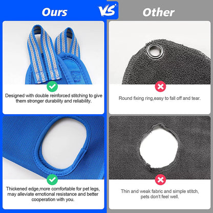 Sehao Dog Grooming Harness for Nail Trimming - Pet Grooming Sling Holder in Blue, Size L