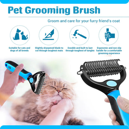 Ultimate 4-in-1 Pet Grooming Kit: Reusable Hair Remover, Double-Sided Shedding Brush, Nail Clippers, and Stylish Nylon Collar for Medium Dogs - Pink