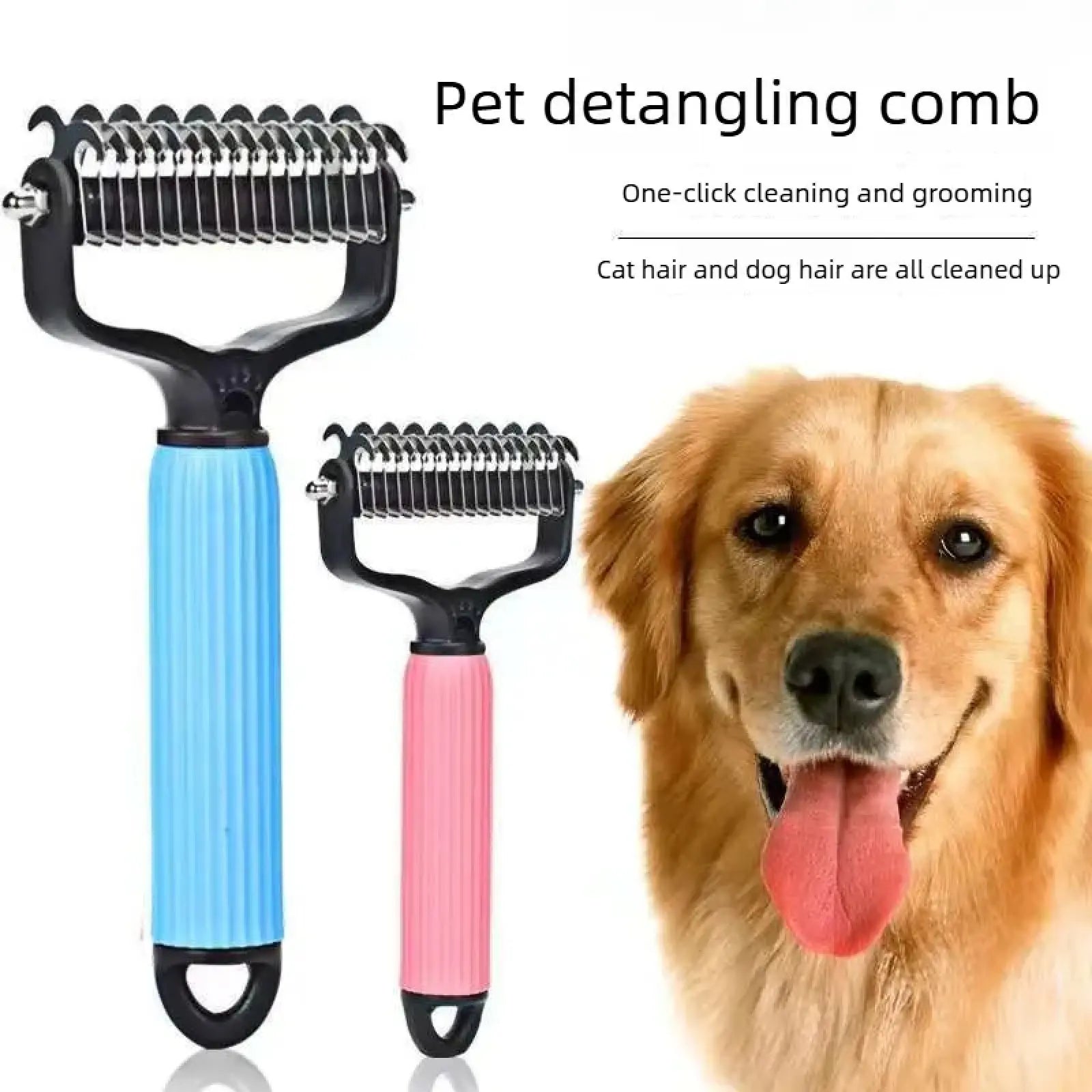 Ultimate Pet Grooming Tool - Double-Sided Stainless Steel Detangling Comb for Dogs | Effortless Shedding Removal & Matted Hair Tamer | Essential Daily Coat Care Supplies