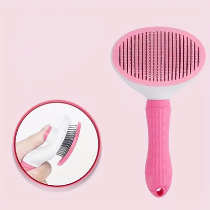 Pet Grooming Deshedding Tool with One-Click Cleaning Mechanism for Dogs and Cats, Hair Removal Comb and Brush, Essential Grooming Supplies