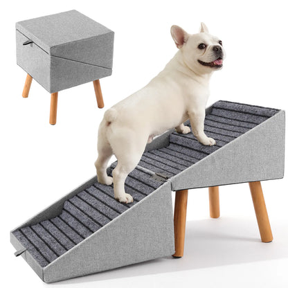 17-Inch Wooden Dog Ramp and Stairs for Couch | Ziluce Convertible Step Stool for Small to Medium Dogs, Including Dachshunds and Senior Pets | Ideal for Sofas and Short Beds