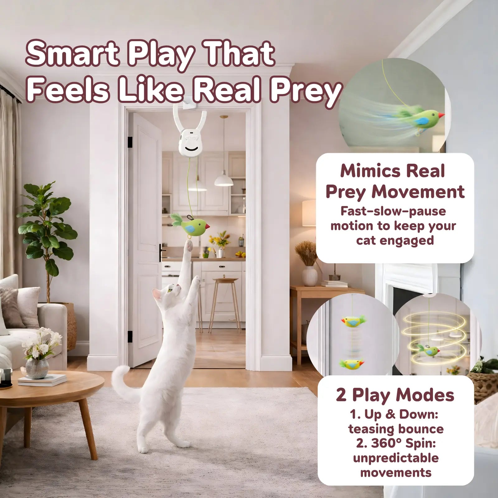 AIXINPET Rechargeable Interactive Cat Teaser - Door-Mounted Fun with Adjustable String & Custom Accessories for Endless Play!