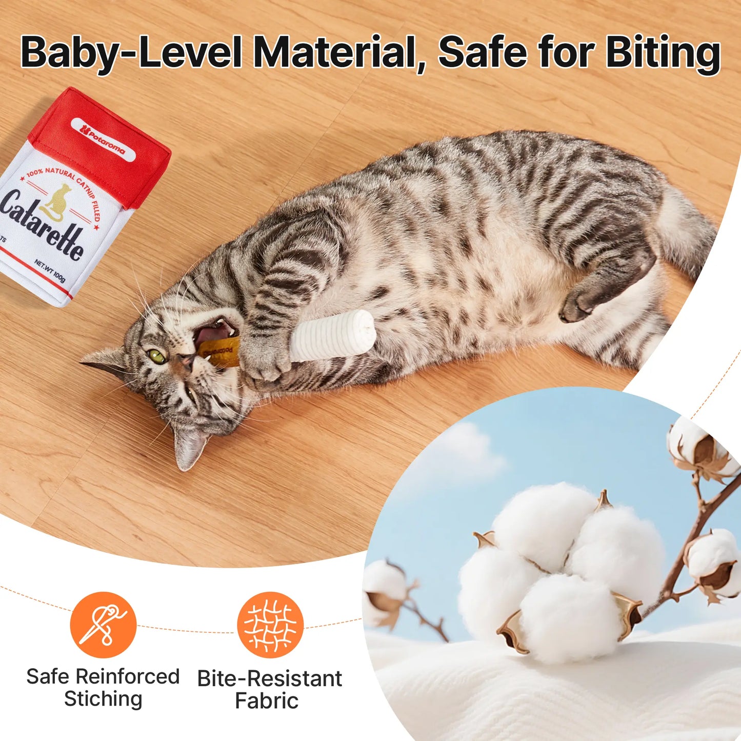 Potaroma Premium Natural Silvervine Cat Toys – Safe Interactive Chew Kicker for Indoor Cats and Kittens – Alleviates Boredom and Stress