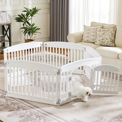 Summer Sale: Portable Plastic Pet Playpen - Durable Puppy Exercise Pen with Lockable Gate and Non-Slip Base for Indoor and Outdoor Use