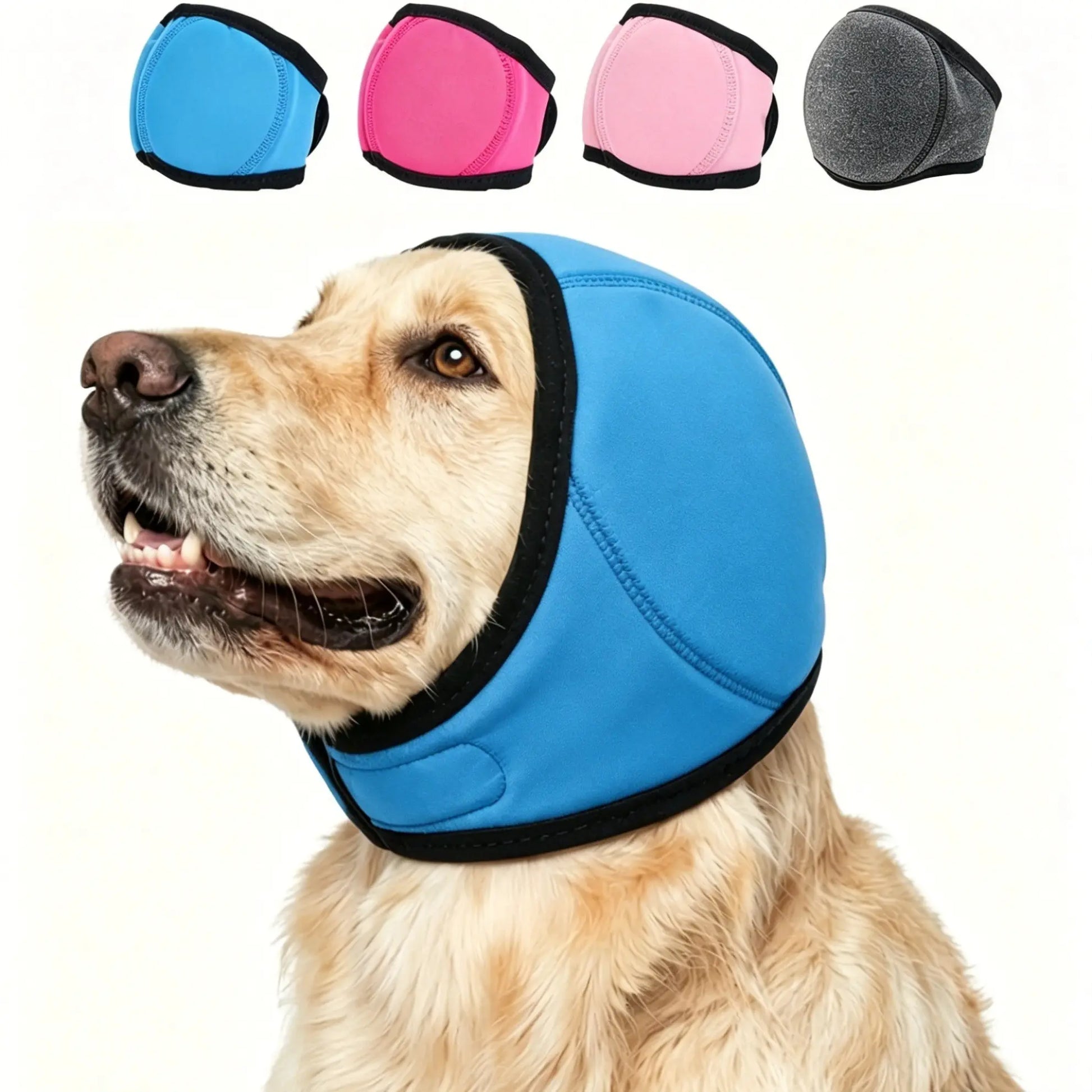Noise-Cancelling Ear Wrap for Dogs - Adjustable, Water-Resistant Calming Ear Muffs for Thunder, Fireworks, and Bathing