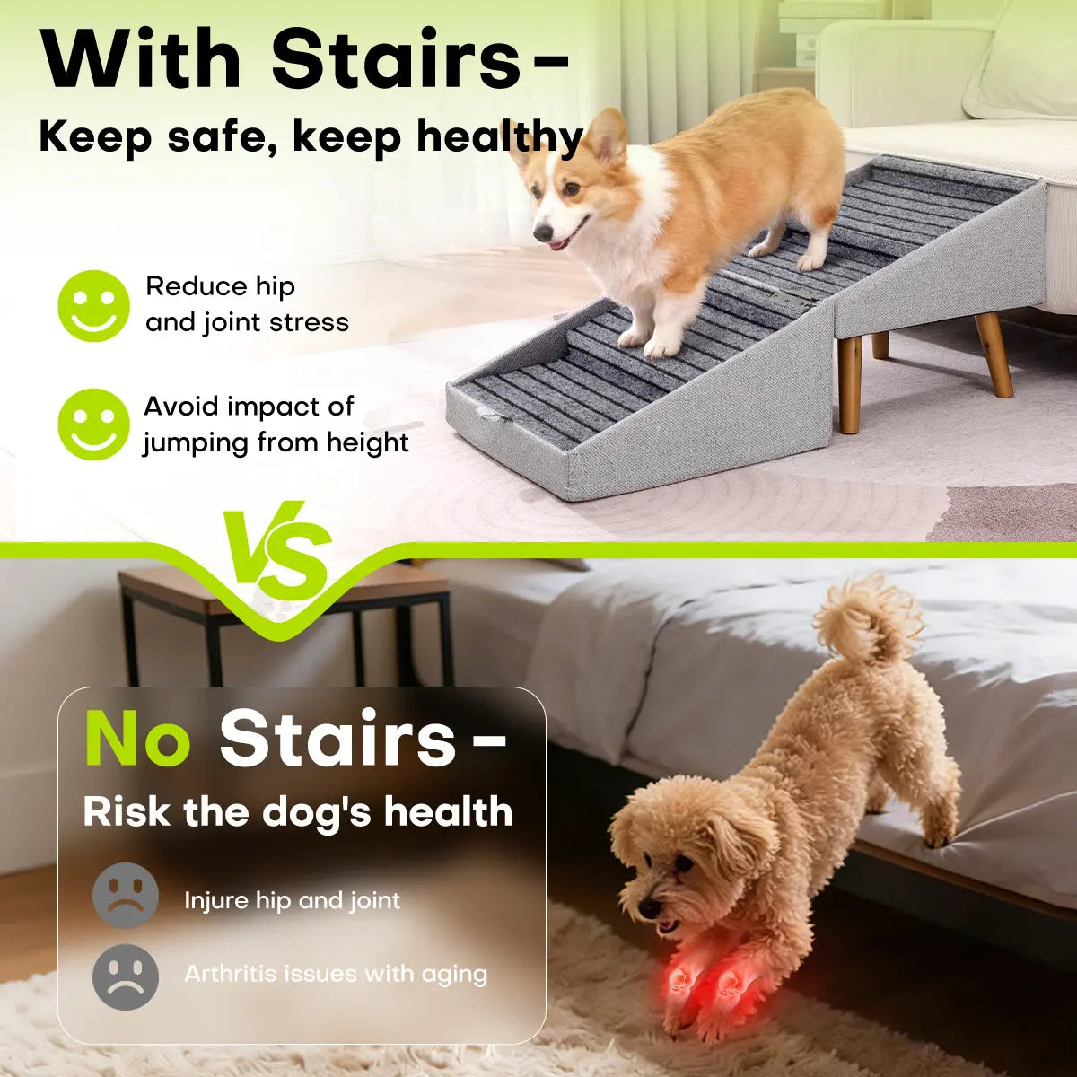 17-Inch Wooden Dog Ramp and Stairs for Couch | Ziluce Convertible Step Stool for Small to Medium Dogs, Including Dachshunds and Senior Pets | Ideal for Sofas and Short Beds