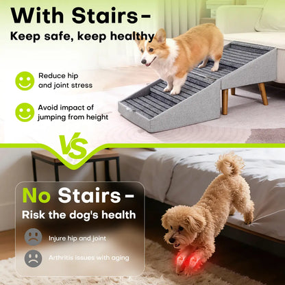 17-Inch Wooden Dog Ramp and Stairs for Couch | Ziluce Convertible Step Stool for Small to Medium Dogs, Including Dachshunds and Senior Pets | Ideal for Sofas and Short Beds