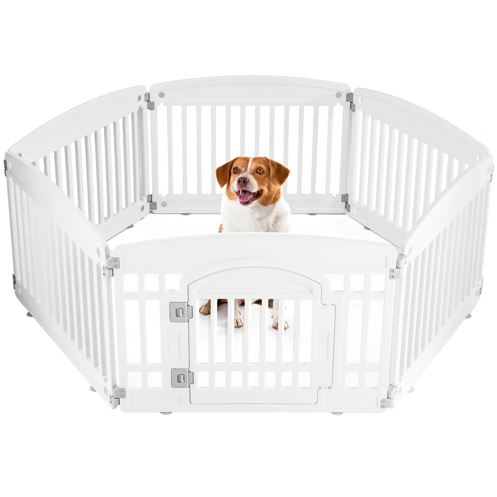 Summer Sale: Portable Plastic Pet Playpen - Durable Puppy Exercise Pen with Lockable Gate and Non-Slip Base for Indoor and Outdoor Use