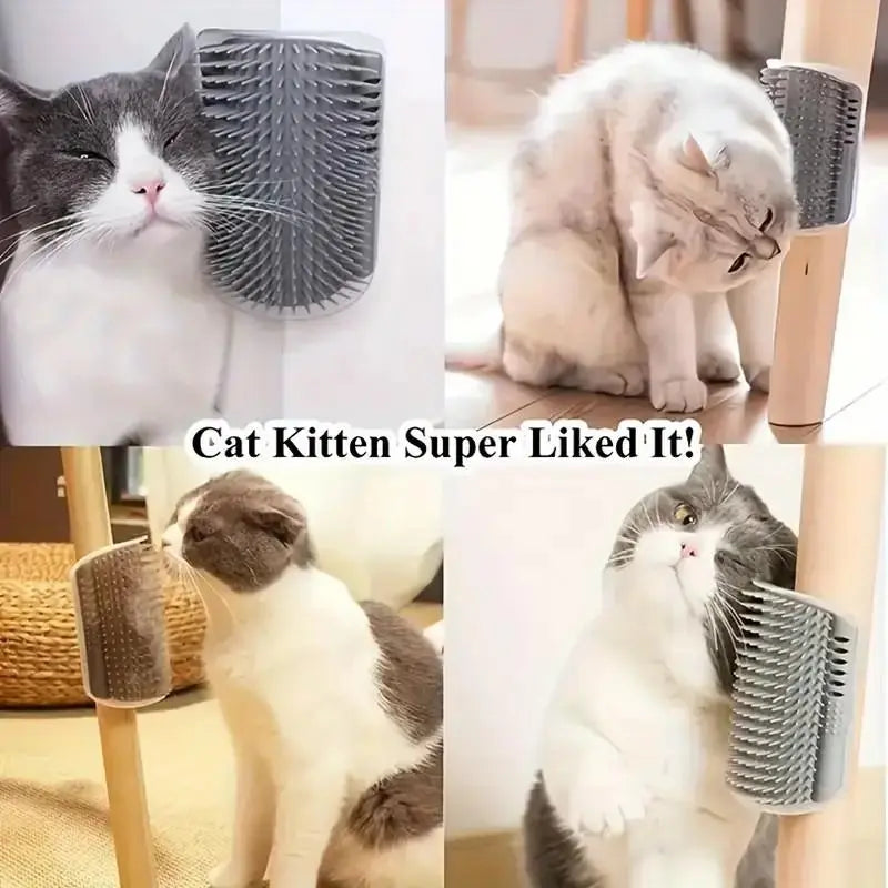 Cat Corner Grooming Brush - Soft Massage Self-Grooming Tool for Cats and Dogs, Interactive Home Entertainment Accessory