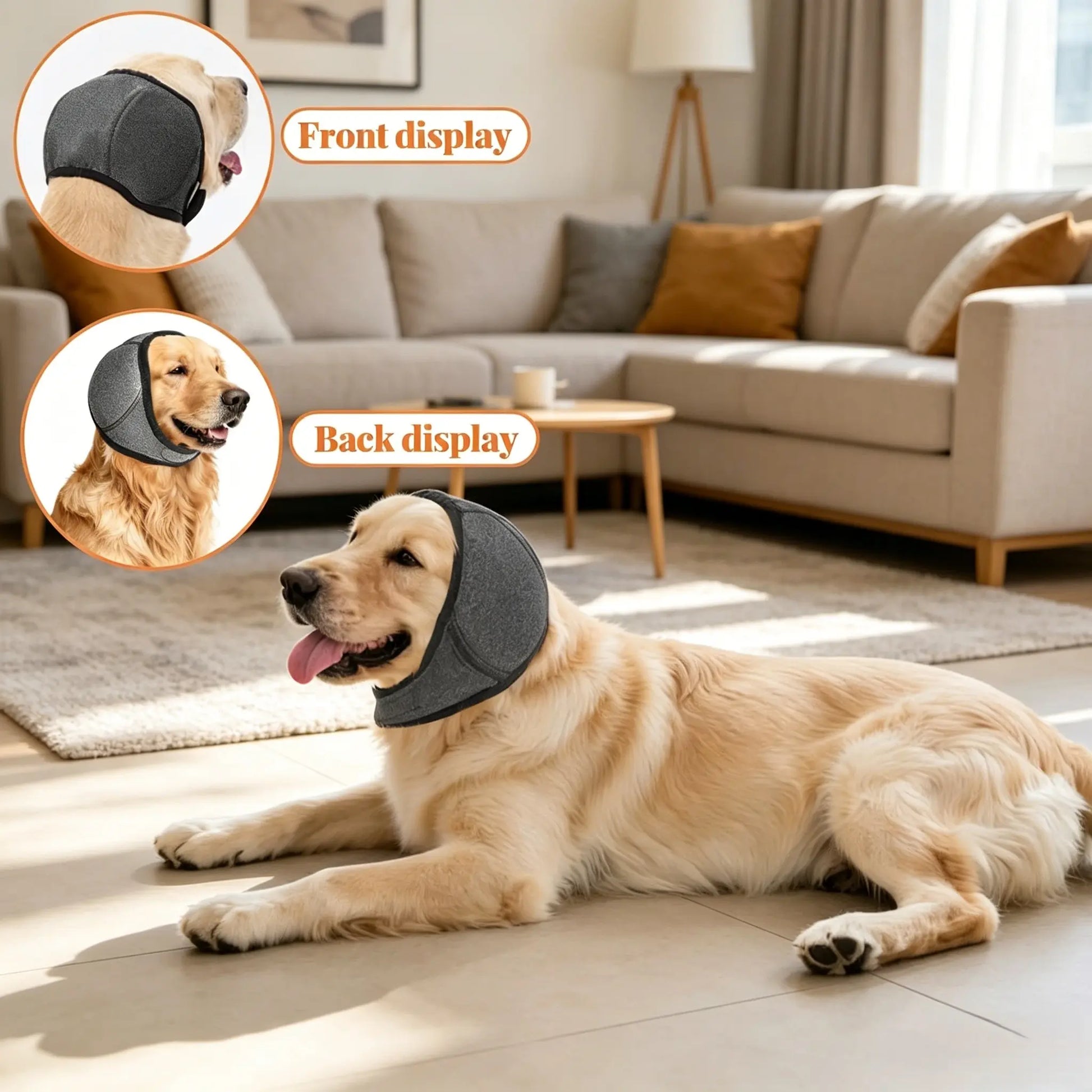 Noise-Cancelling Ear Wrap for Dogs - Adjustable, Water-Resistant Calming Ear Muffs for Thunder, Fireworks, and Bathing