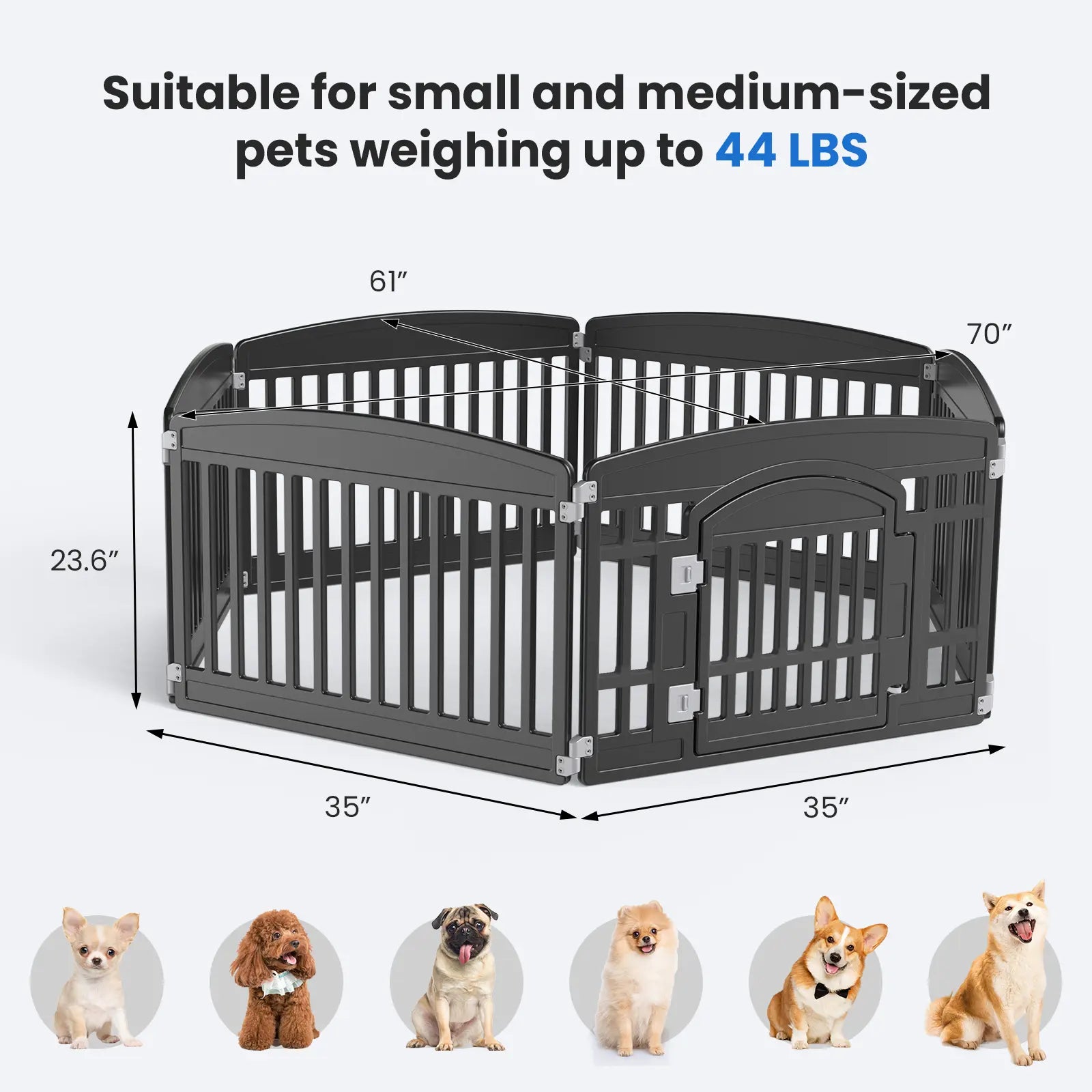 Summer Sale: Portable Plastic Pet Playpen - Durable Puppy Exercise Pen with Lockable Gate and Non-Slip Base for Indoor and Outdoor Use