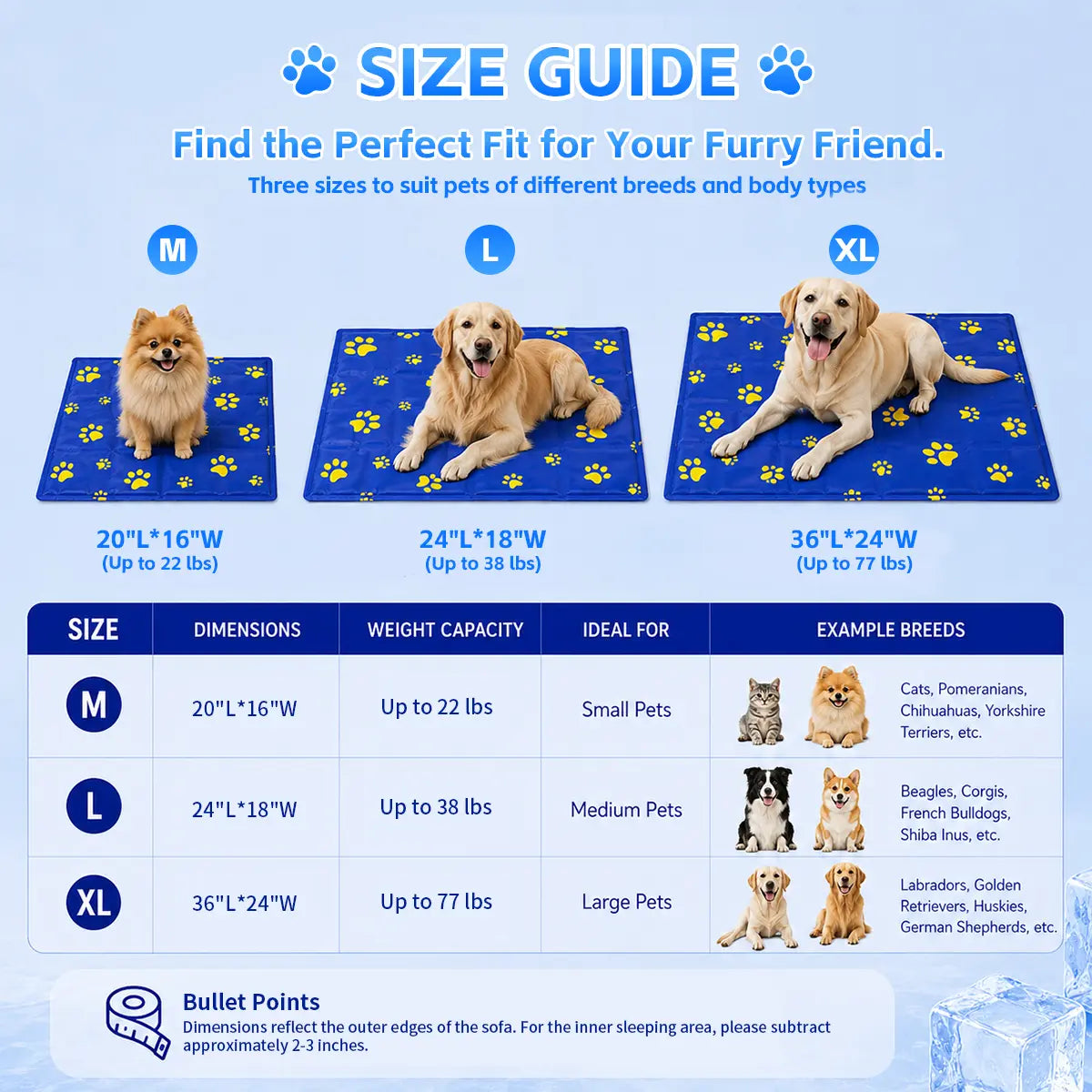 Non-Toxic Self-Cooling Gel Pet Mat for Dogs & Cats - Easy to Clean and Perfect for a Cool Sleep!