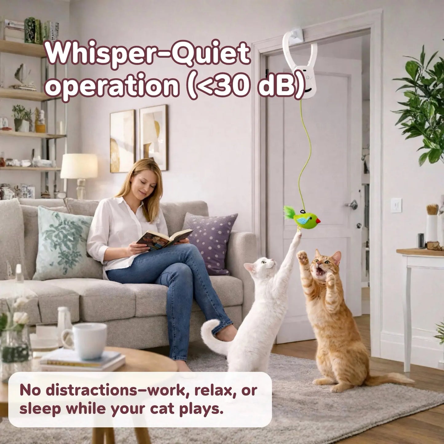 AIXINPET Rechargeable Interactive Cat Teaser - Door-Mounted Fun with Adjustable String & Custom Accessories for Endless Play!