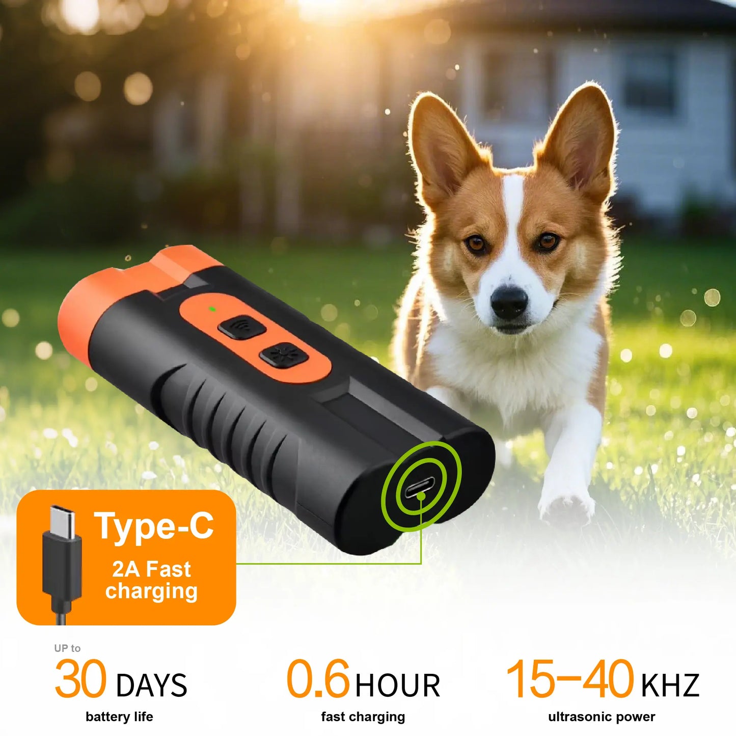 Ultimate Ultrasonic Dog Barking Deterrent - Rechargeable, Dual Emitters, 50Ft Range, Flashlight & Accessory Kit for Effective Indoor & Outdoor Training