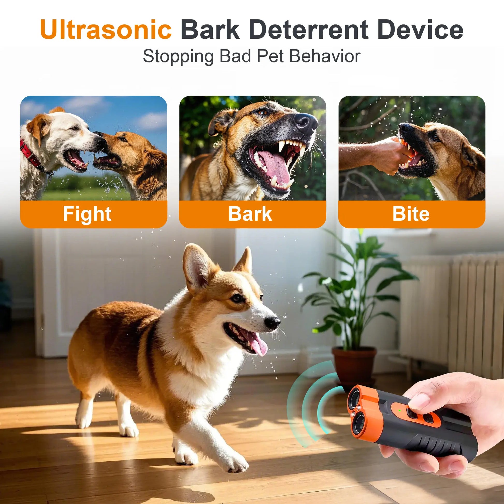 Ultimate Ultrasonic Dog Barking Deterrent - Rechargeable, Dual Emitters, 50Ft Range, Flashlight & Accessory Kit for Effective Indoor & Outdoor Training