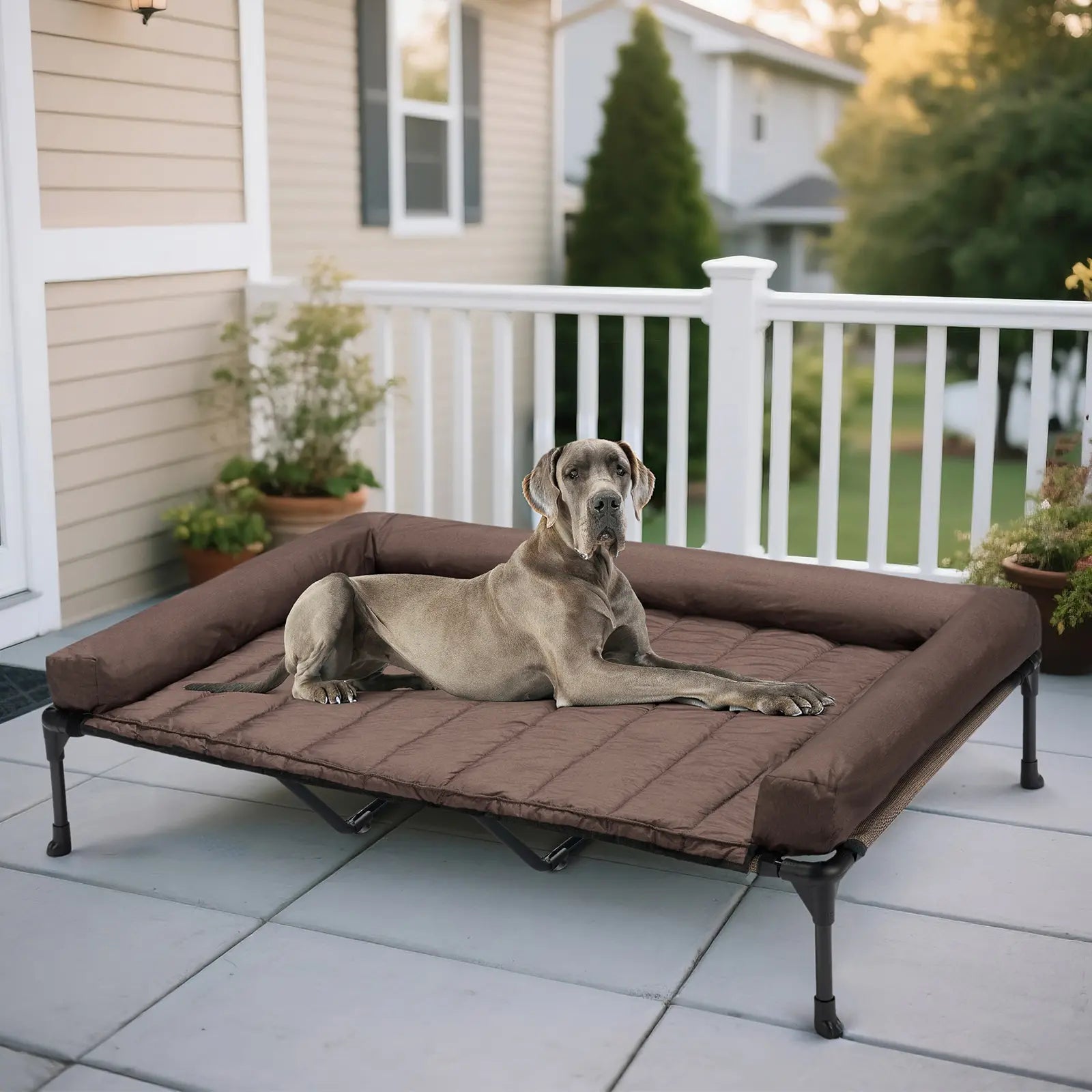 VEEHOO Orthopedic Elevated Pet Bed - Joint Support and Anxiety Relief Dog Couch with Soft Bolster Cushion for Healthy Sleep, Breathable Mesh, and Washable Cover