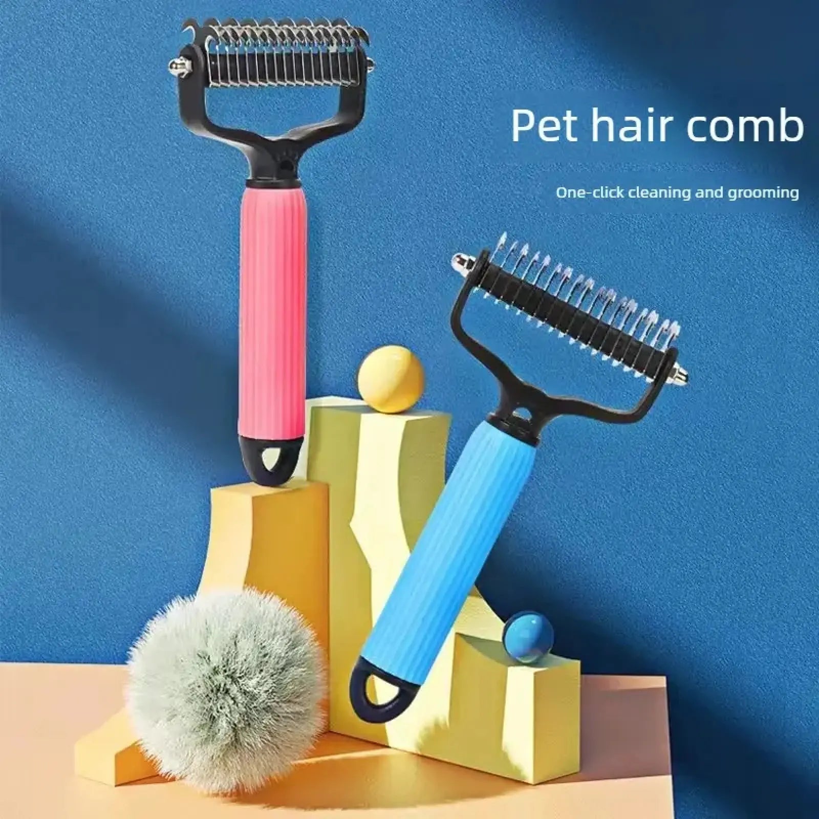 Ultimate Pet Grooming Tool - Double-Sided Stainless Steel Detangling Comb for Dogs | Effortless Shedding Removal & Matted Hair Tamer | Essential Daily Coat Care Supplies