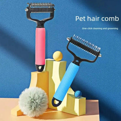 Ultimate Pet Grooming Tool - Double-Sided Stainless Steel Detangling Comb for Dogs | Effortless Shedding Removal & Matted Hair Tamer | Essential Daily Coat Care Supplies