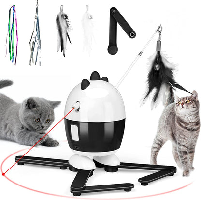 Interactive 2-in-1 Cat Light and Feather Toys - Rechargeable Automatic Exercise Toys for Indoor Cats and Kittens